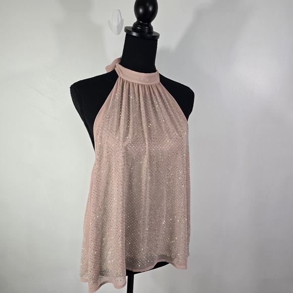 Anthropologie Pink Rhinestone Halter Top NWT Size S/M - Picture 9 of 13